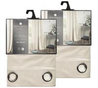 Lot de 2 Rideaux occultants en polyester effet velours - Ivoire - 140 x 260 cm