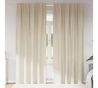 Lot de 2 rideaux occultants en velours crème - 140 x 260 cm - Avec passants - Occultants - Isolants - Pour salon, chambre à coucher, chambre d'enfant
