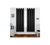 Lot de 2 Rideaux Occultants Home Decorative Isolant Thermique Rideau Occultant Oeillet Rideau pour Chambre Enfant 132x213cm Noir