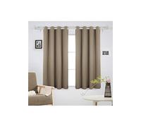 Lot de 2 Rideaux Occultants Home Decorative Oeillet Rideau Occultant à Oeillet Fenetre Rideau pour Chambre Garcon 132x160cm Taupe