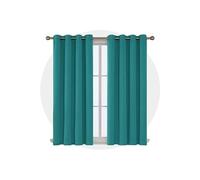 Lot de 2 Rideaux Occultants Solides de Fenêtre à Oeillets Isolant Thermique 117x138cm Turquoise