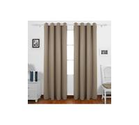 Lot de 2 Rideaux Occultants Solides Lourds de Salle de Bain à Oeillets 140cm x 245cm Isolant Thermique Taupe