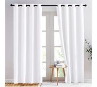 Lot de 2 Rideaux Occultants Thermique à Oeillet Solide Décoration de Fenêtre Pour Chambre 100 x 200 cm Blanc