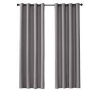 Lot de 2 Rideaux Occultants Thermique à Oeillet Solide Décoration de Fenêtre Pour Chambre 100 x 200 cm Gris