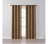 Lot de 2 Rideaux Occultants Thermique à Oeillet Solide Décoration de Fenêtre Pour Chambre 100 x 250 cm Marron