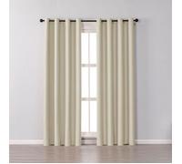 Lot de 2 Rideaux Occultants Thermique à Oeillet Solide Décoration de Fenêtre Pour Chambre 100 x 250 cm Beige