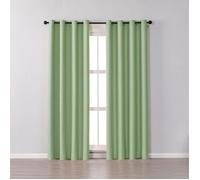Lot de 2 Rideaux Occultants Thermique à Oeillet Solide Décoration de Fenêtre Pour Chambre 150 x 250 cm Vert
