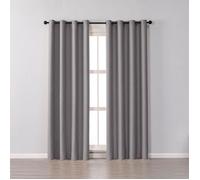 Lot de 2 Rideaux Occultants Thermique à Oeillet Solide Décoration de Fenêtre Pour Chambre 150 x 250 cm Gris