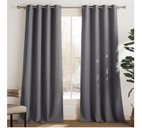 Lot de 2 rideaux occultants thermiques 140x200 - Isolation thermique et phonique - Oeillets ronds - Tissu 100% polyester gris