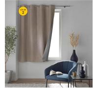 Lot de 2 rideaux occultants thermiques Crépuscule Beige 140 x 180 cm à œillets