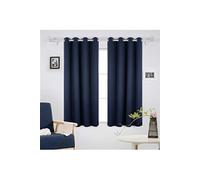 Lot de 2 Rideaux Occultants Uni Rideau Occultant Isolant Thermique Rideau Occultant à Oeillet Rideau pour Salon 132x160cm Bleu Marine