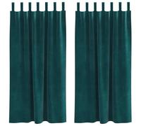 Lot de 2 rideaux occultants, vert foncé, 140 x 175 cm, en velours, opaques, isolants, insonorisants, pour salon, chambre à coucher, chambre d'enfant, rideaux thermiques avec œillets et passants