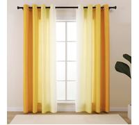 Lot De 2 Rideaux Opaques, Doré/Blanc, Dégradé De Couleurs, Modernes, Avec Œillets, Translucides, Pour Chambre À Coucher, 225[RO283]