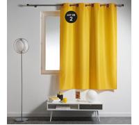 Lot de 2 rideaux tamisants 140 x 180 cm à œillets - Uni jaune (miel) 100% polyester