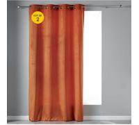Lot de 2 rideaux tamisants à œillets 140 x 240 cm - Velours orange (Terracotta)