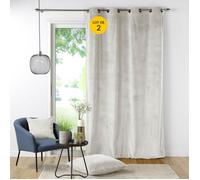Lot de 2 rideaux tamisants velours côtelé 140 x 260 cm, œillets métal - naturel