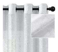 Lot de 2 Rideaux Terlytex Transparents Blancs argentés pour Chambre à Coucher - Rideaux Blancs Scintillants en Feuille d'argent métallique de 160 cm de Long - Rideaux Transparents à œillets, 132,1 x