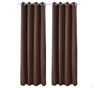 Beautissu Lot de 2 Rideaux - Rideau Thermique oeillet Marron Amelie - 140x245 cm - Rideau Isolant à Oeillets