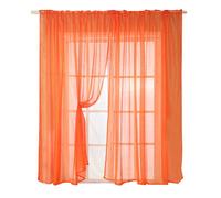 Lot de 2 rideaux transparents de haute qualité pour salon et chambre à coucher (orange)