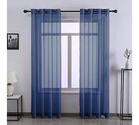 Lot de 2 rideaux transparents extra longs de 243,8 cm de long pour porte coulissante en verre (bleu marine, 2 pièces)