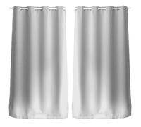 Toilinux - Lot de 2 Rideaux unis avec œillets - 140 x 240 cm - Blanc Blanc G