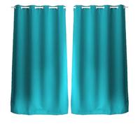 Lot de 2 Rideaux unis avec œillets - 140 x 240 cm - Turquoise