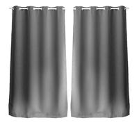 Lot de 2 Rideaux unis occultants avec œillets - 140 x 240 cm - Gris