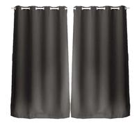 Lot de 2 Rideaux unis occultants avec œillets - 140 x 240 cm - Gris Foncé