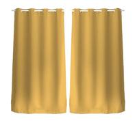 Lot de 2 Rideaux unis occultants avec œillets - 140 x 240 cm - Moutarde