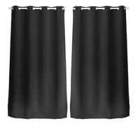 Lot de 2 Rideaux unis occultants avec œillets - 140 x 240 cm - Noir