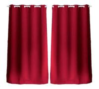 - Lot de 2 Rideaux unis occultants avec oillets - 140 x 240 cm - Rouge - REGLISSE