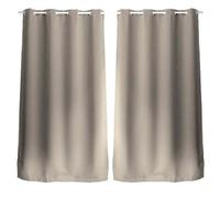 Lot de 2 Rideaux unis occultants avec œillets - 140 x 240 cm - Taupe