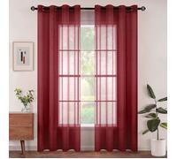 Lot De 2 Rideaux Voilage À Oeillet Rideau Semi-Transparent Intérieurs Pour Chambre Salon Maison 140X225 Cm Bordeaux[RO421]