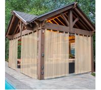 Lot de 2 Rideaux Voilages avec Pattes Khaki 132x244cm, Tissu Léger Imperméable, Lavable en MachinePour Pergola/Jardin