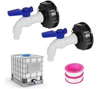 Lot de 2 Robinet Cuve 1000L,1/2"" Plastique Adaptateur de Réservoir,Raccord Cuve 1000 Litres,Diamètre de Sortie 16 mm,Robinet Cuve