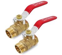 Lot de 2 robinets à boisseau sphérique 1/2" - Vanne d'arrêt 1/2" - Robinet d'arrêt avec poignée de levier pour eau, gaz, sanitaire