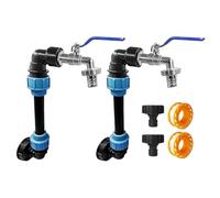 Lot de 2 robinets IBC col de cygne 3/4" - Accessoires de réservoir IBC - Robinet d'arrêt pour un remplissage confortable - Adaptateur Ibc pour réservoir d'eau de pluie - Réservoir d'eau de pluie