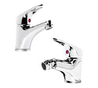 Lot de 2 robinets salle de bain lavabo et bidet en laiton chromé, paire de mélangeurs