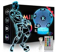 Lot de 2 Ronaldo Football Veilleuse 3D LED Enfants, Surprise Cadeau Foot Garcon 3 4 5 6-12 Ans, 16 Couleurs USB Smart Remote Control Football Lampe, Decoration Chambre Cadeaux Parfaits pour Les Fans