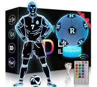 Lot de 2 Ronaldo Football Veilleuse 3D LED Enfants, Surprise Cadeau Foot Garcon 3 4 5 6-12 Ans, 16 Couleurs USB Smart Remote Control Football Lampe, Decoration Chambre Cadeaux Parfaits pour Les Fans