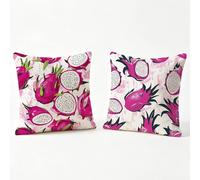 Lot de 2 rose Housse de Coussin Extérieur Imperméable, Fruit du dragon (2) Housse Coussin 65 x 65 cm, Double Face Imprimée Taie d'oreiller en Lin, Coussins Decoratif pour Canape Jardin Chaise y0-82