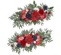 Lot de 2 roses artificielles en soie pour arche de mariage, 75 x 35 cm, décoration de mariage réaliste pour jardin, cérémonie, accessoires photo, composition florale légère (rouge)