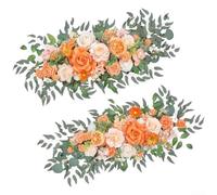 Lot de 2 roses artificielles en soie pour arche de mariage, 75 x 35 cm, décoration de mariage réaliste pour jardin, cérémonie, accessoires photo, composition florale légère (orange)