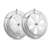 Lot de 2 rosettes d'aération en acier inoxydable - Diamètre : 95 mm - Argenté - Verrouillables - Pour four à gaz, brasero, barbecue, cabane - Poulailler