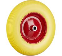 Lot de 2 roues de brouette 4.80 4.00-8, pneus en caoutchouc plein et jantes en acier, roue de secours anti-crevaison, charge maximale de 100 kg, jaune et rouge