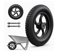 Lot de 2 Roues de Diable Relaxdays 3.25-8, Caoutchouc Plein, Roue complète Jante Acier, axe Inclus, pour brouette, Noir