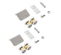 Lot de 2 roulettes de porte en verre à quatre roues coulissantes silencieuses pour l'installation de portes de douche, roue réglable
