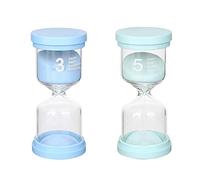 Lot de 2 sabliers 3 minutes et 5 minutes, ensemble de sabliers pour enfants, minuterie en verre, horloge pour enfants, sablier décoratif, la maison, le bureau