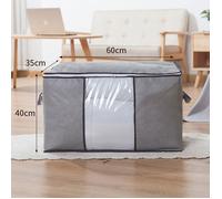 Lot de 2 Sac de Rangement Vetement , Boîte de Rangement Sous lit Pliable, Housse Rangement Couette Organisateur de Placard, Gris