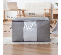 Lot de 2 Sac de Rangement Vetement , Boîte de Rangement Sous lit Pliable, Housse Rangement Couette Organisateur de Placard, Gris